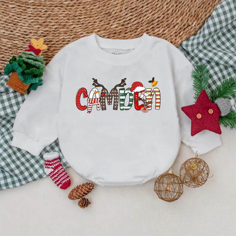 Custom Name Christmas Baby Romper
