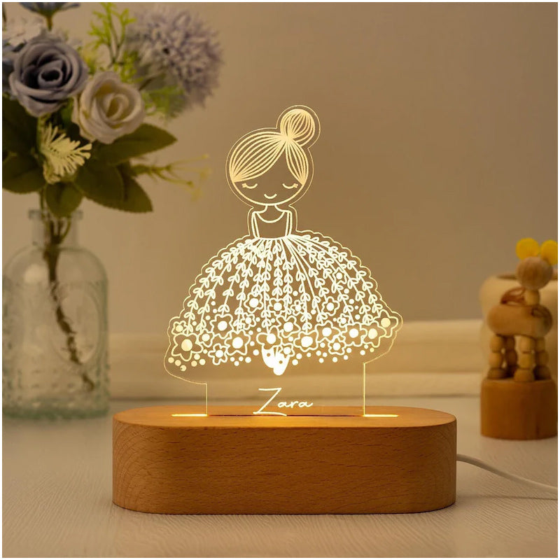 Personalized Ballerina Girl with Name,Custom Night Light with Name