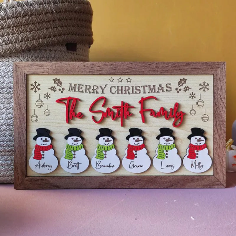 Personalized Snowman Family Sign: Custom Christmas Decor