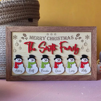 Personalized Snowman Family Sign: Custom Christmas Decor
