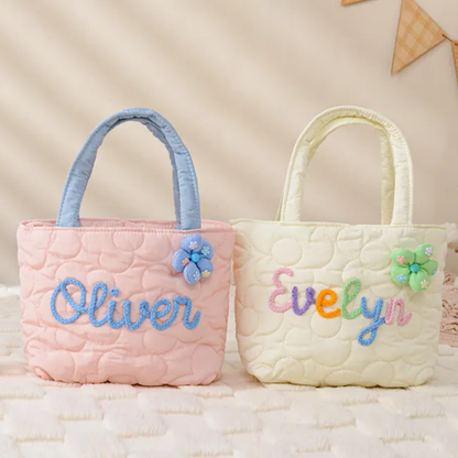Personalized Quilted Nylon Tote Handbag,Kids Name bag,Custom Children's Gift