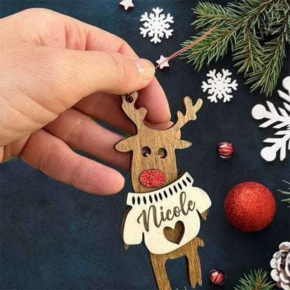 Personalized Name Custom Sweater-Style Reindeer Ornament