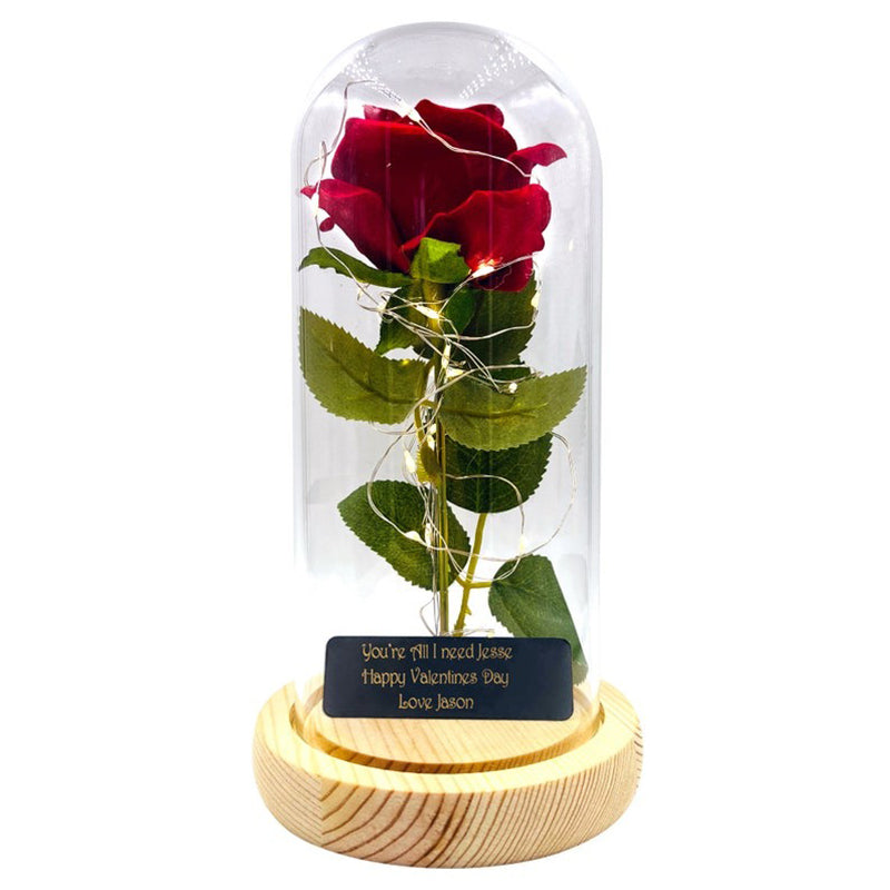 Personalized Galaxy Rose in Glass Dome with LED Light, Valentine's Day Gift