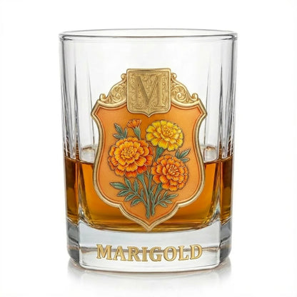 Personalized Birth Flower Whiskey Glass