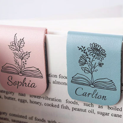 Birthday Flower Bookmark with Name, Personalized Leather Bookmark