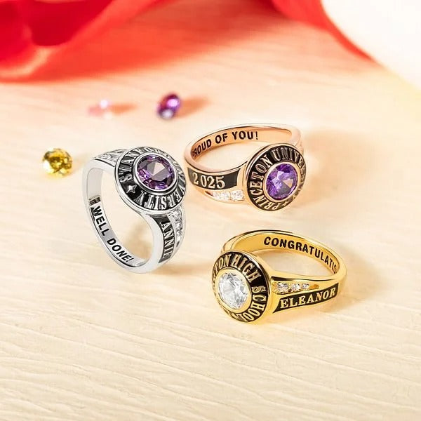 Personalized Engraved Birthstone Zircon Graduation Ring Graduation Gift