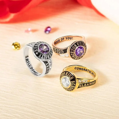 Personalized Engraved Birthstone Zircon Graduation Ring Graduation Gift