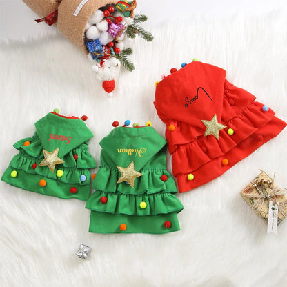 Personalized Christmas Pet Name Cape, Dog Clothes, Christmas tree Cape