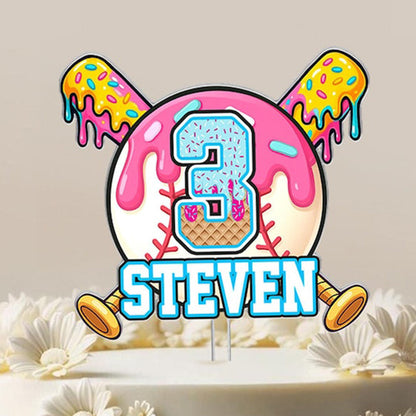 Boy Baseball Drip Cake Topper, Custom Baseball Birthday Cake Topper