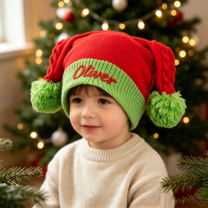 Personalized Christmas Elf Hat with Name | Custom Santa Hat for Kids