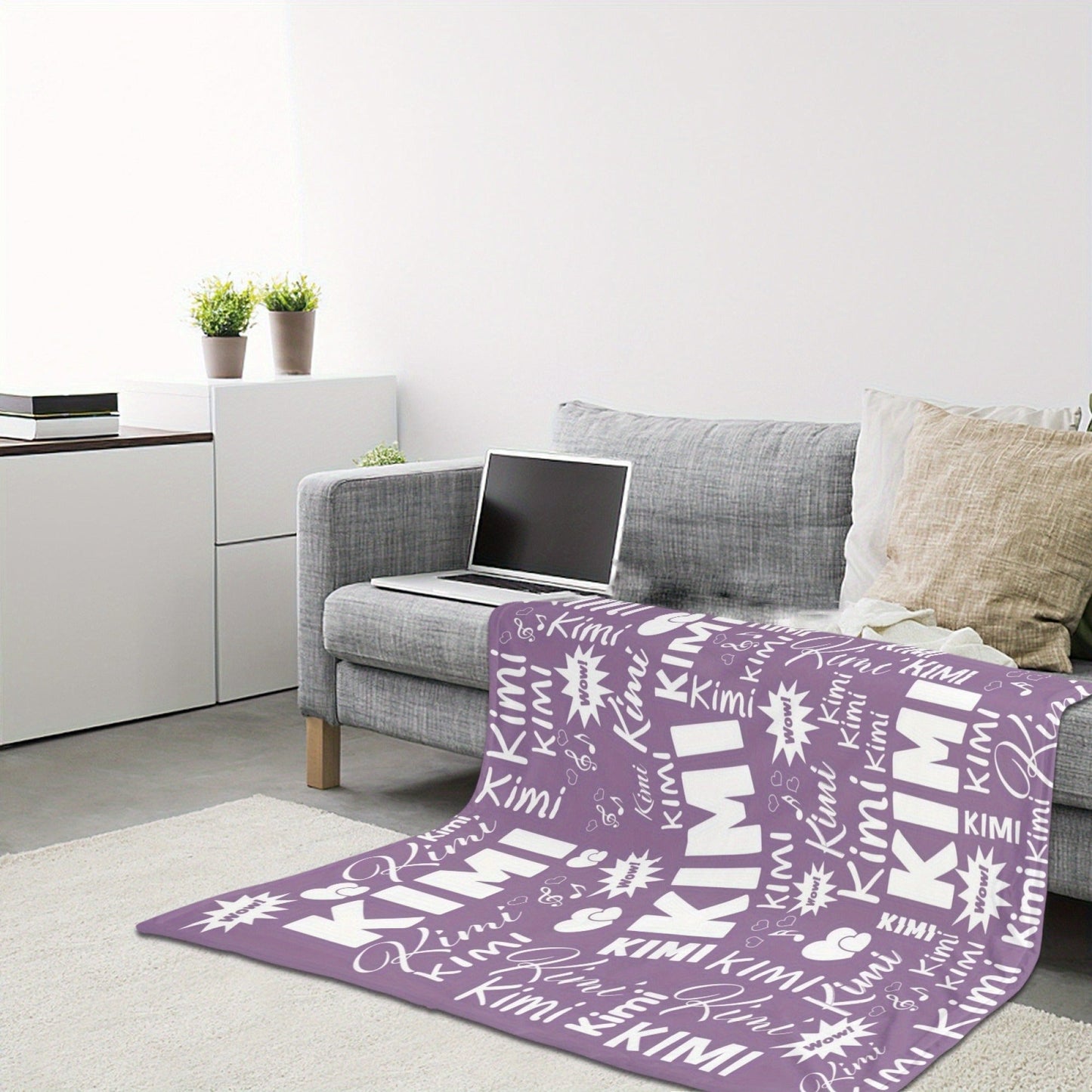 Customized Name Throw Blanket, Personalized Soft Flannel Fleece