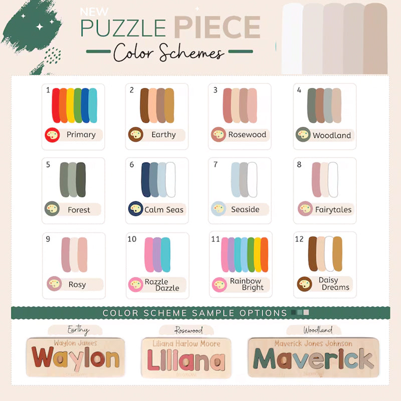 Wooden Name Puzzle, Upper and Lowercase, Gifts for Kids