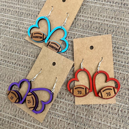 Personalized Football Earrings/Football Jersey Number Earrings