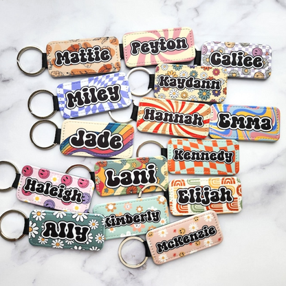 Personalized leather name keychain