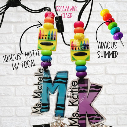 Personalized Crayon Doodle Lanyard - Teacher Gift