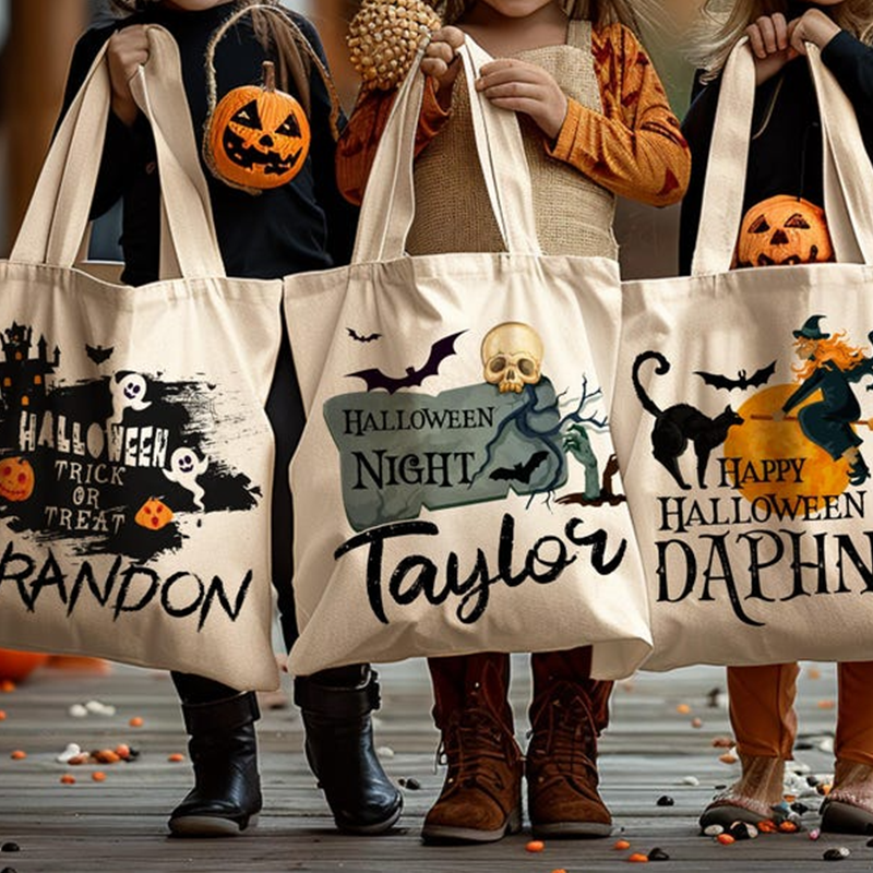 Personalized Halloween Tote Bag,  Halloween Bags for Kids