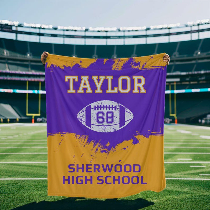 Football Blanket Personalized with Name Customized Football Team Player Gifts