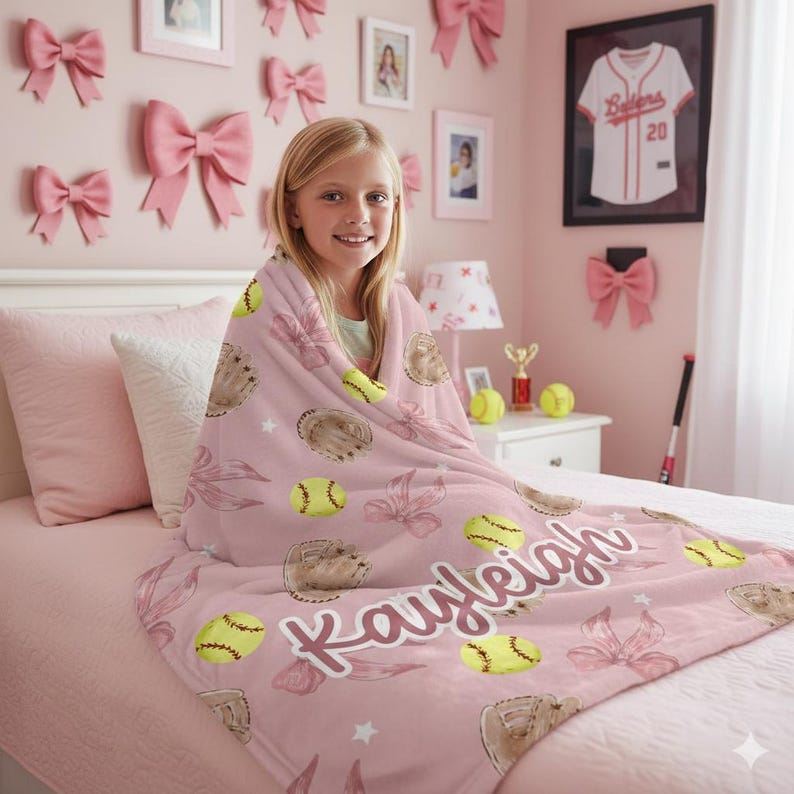 Customized Blankets  softball mat for girls