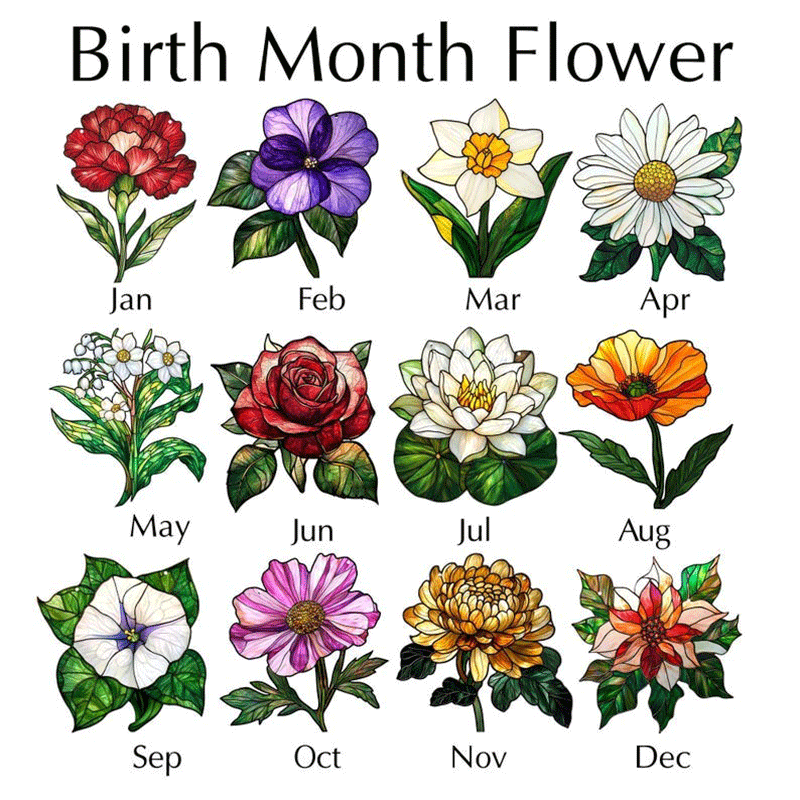 Birth Flower With Name Suncatcher Mothers Day Gift For Mom