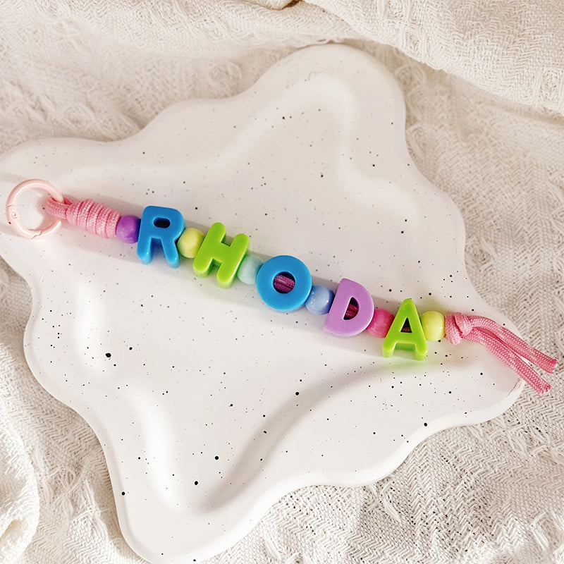 Personalized Name/Number Beaded Keyring Charm
