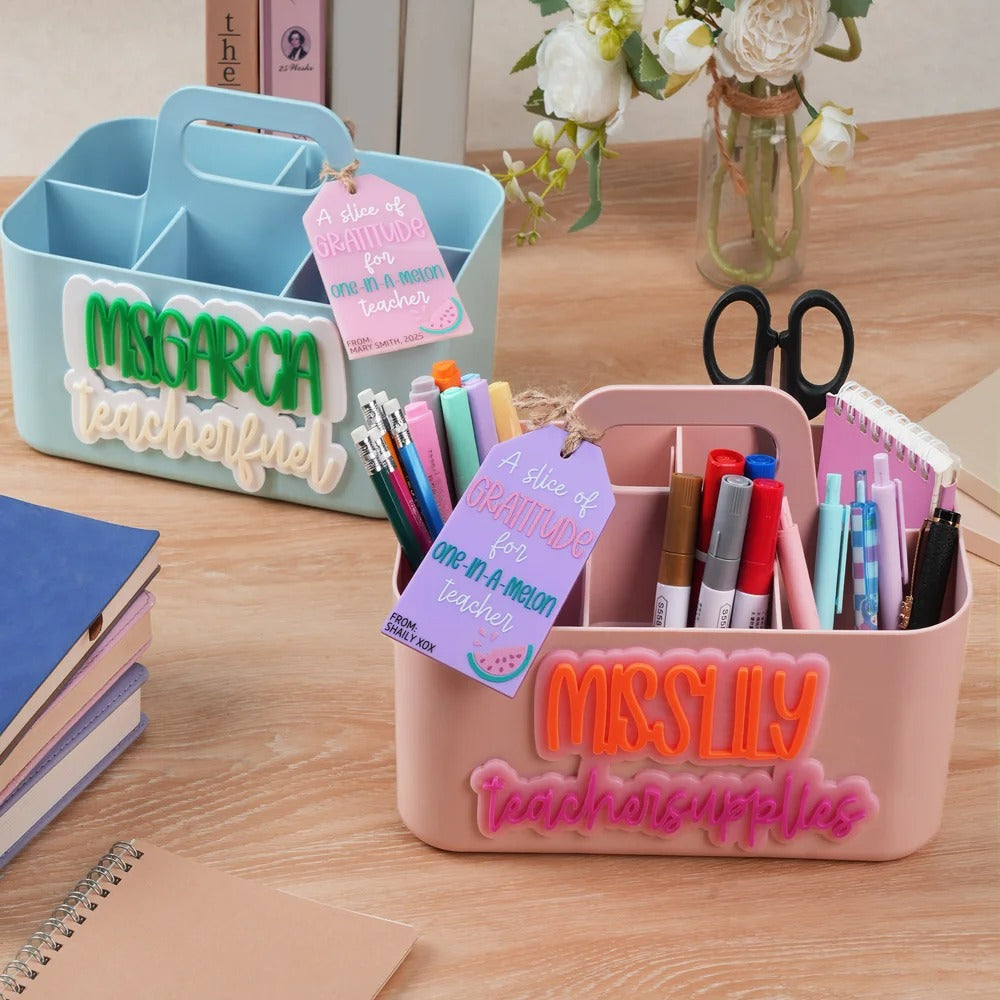 Personalised Teacher Fuel Caddy, Custom Desk Organiser