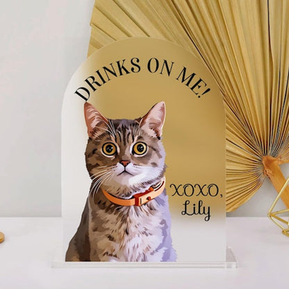 Custom Pet Portrait Wedding Bar Sign, Open Bar Dog Sign