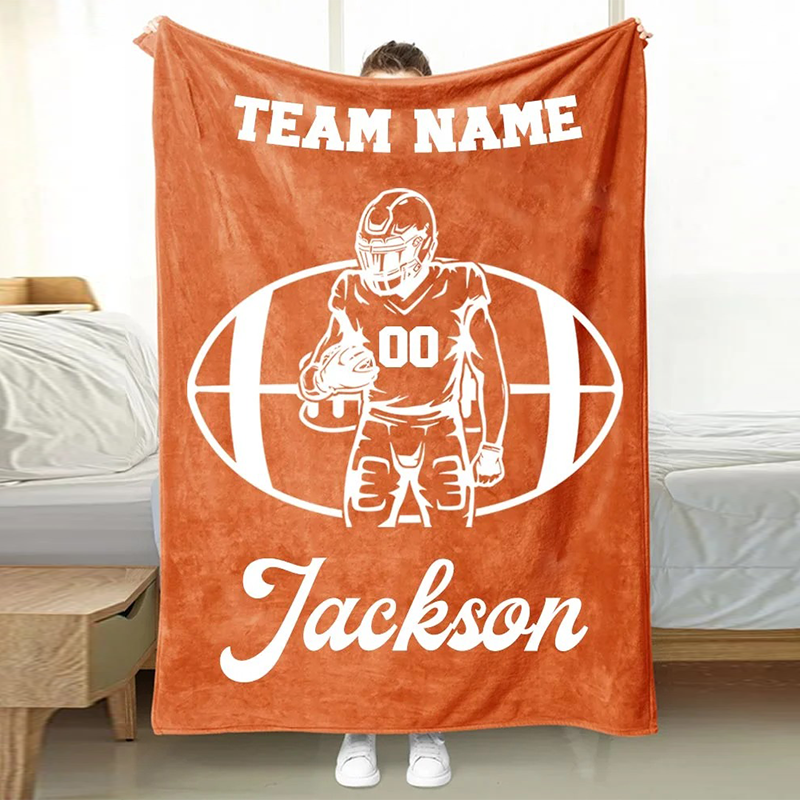Football Customized Name and Number Blanket