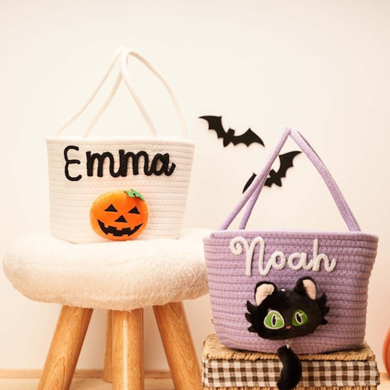 Halloween treat bag, Halloween Basket, Halloween Tote, Trick-or-treat basket