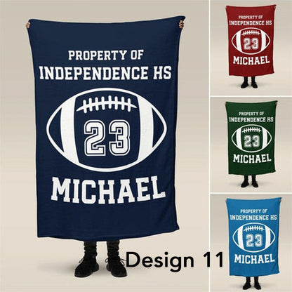 Personalized Football Blanket, Gift Idea for Football Player, Minky Kids Football Blanket