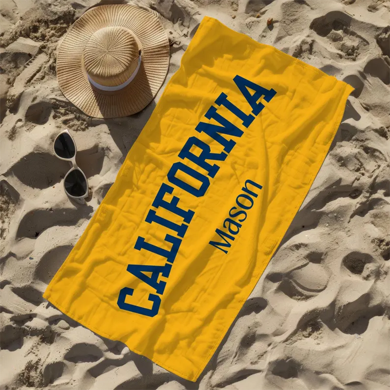 Custom College Beach Towel Graduation Gift Personalized Beach Towel School Spirit