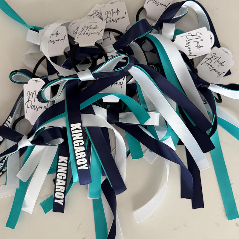 Personalised Team Ribbons with elastic | Custom Name Sports Ribbons
