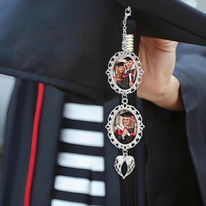 Custom Graduation Tassel Photo&Text Charm with Angel Wing