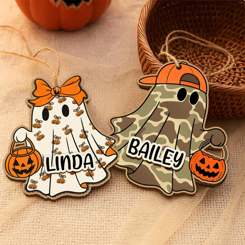 Personalized 3D Ghost Halloween Basket Tag