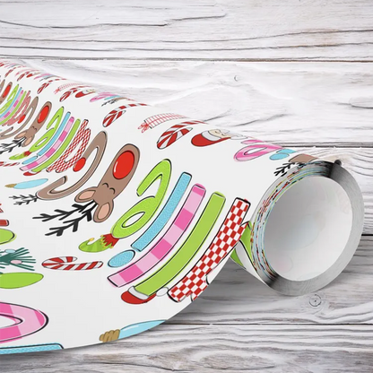 Personalized Wrapping Paper Fun Santa Elf Gift Wrap with Name