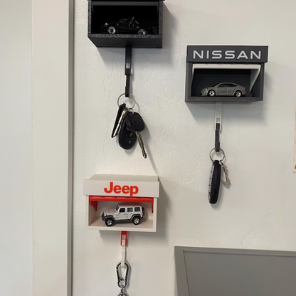 Mini Garage Key Holder: Toy Car Display with Hidden Compartment