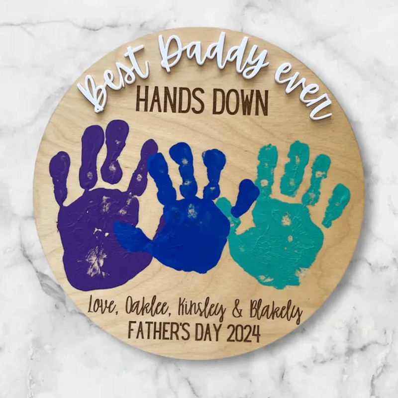 Best Dad Ever Hands Down, Gift for Grandpa, Kids handprint sign