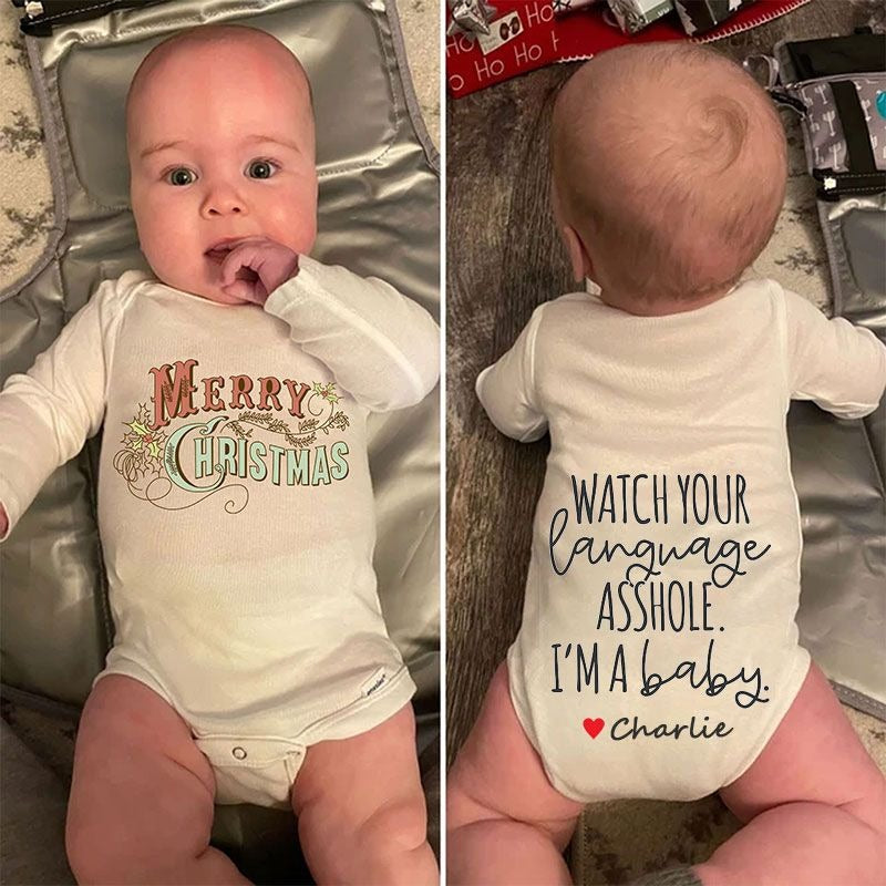 Merry Christmas Unisex Baby Outfit, Ugly Christmas Baby Outfit
