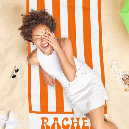 Striped Personalized Beach Towels, Kids Custom Name Pool Towels