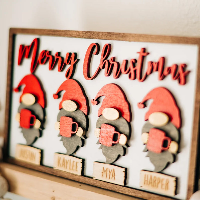 Merry Christmas Gnome Family Sign - Gnome Family Decor