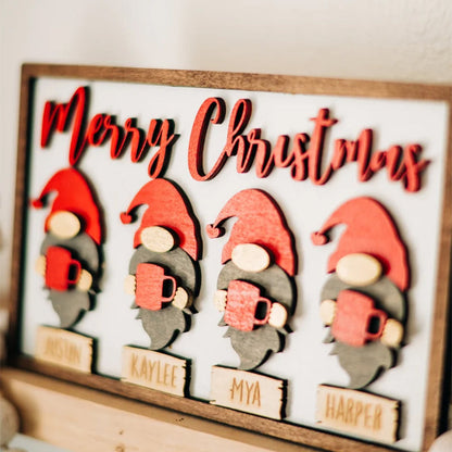 Merry Christmas Gnome Family Sign - Gnome Family Decor