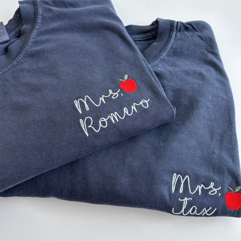 Comfort Colors Custom Embroidered Teacher Name