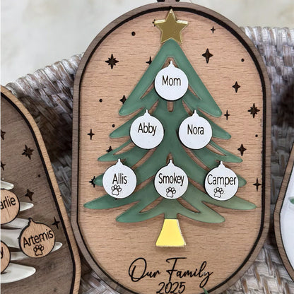 Personalized Family Tree Ornament, Personalized Grandparent Ornament