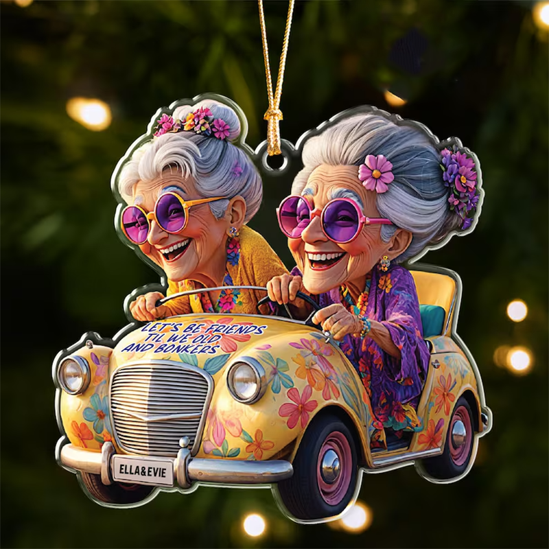 Bestfriends Name Ornament, Funny Old Ladies in Car