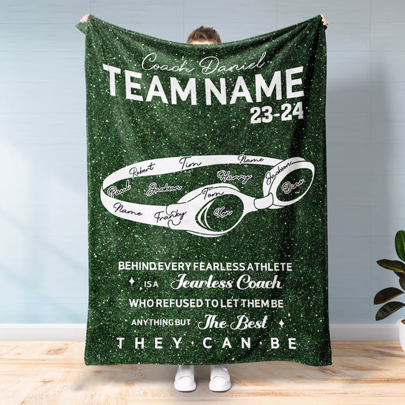 Personalized Swim Coach Blanket - Custom Coach Name, Team Name