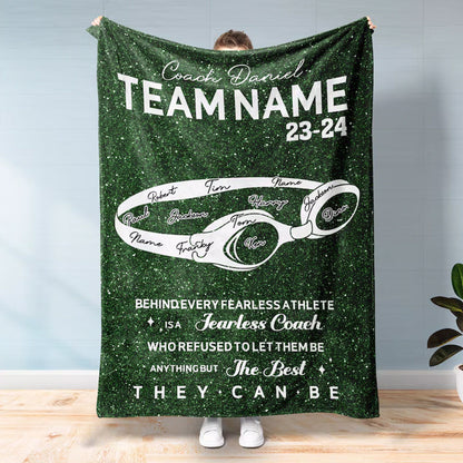 Personalized Swim Coach Blanket - Custom Coach Name, Team Name