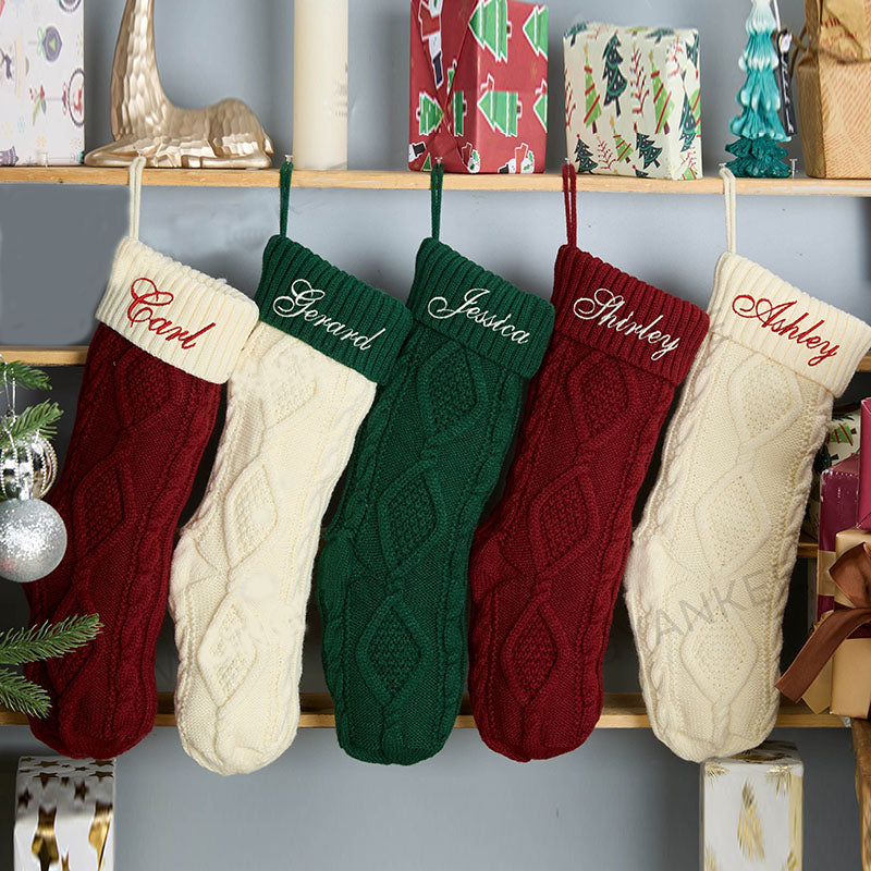 Custom Christmas Stocking with Name, Embroidered Knit Stocking, Monogram Christmas Stocking, Personalized Family Stocking, Holiday Decor