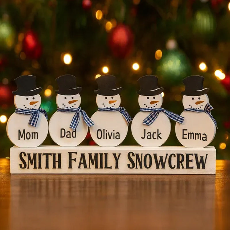 Personalized Snowman Family Sign: Rustic Christmas Mantel Decor