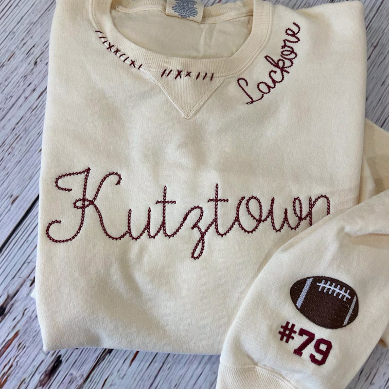 Football Sweatshirt, Sports Mom Sweatshirt, Embroidered Neck Shirt
