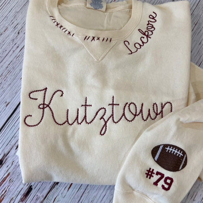 Football Sweatshirt, Sports Mom Sweatshirt, Embroidered Neck Shirt