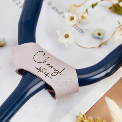 Personalized Faux Leather Stethoscope Name Tags